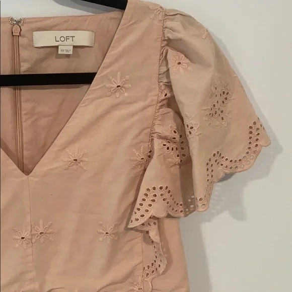 Loft Embroidered Eyelet Mini Dress in dusty pink - Picture 3 of 10